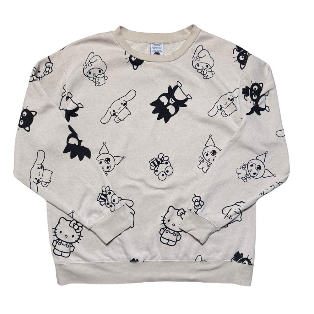 Sanrio Hello Kitty And Friends Tan All-Over Print Sweatshirt Size XL - Picture 1 of 5